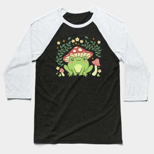 Cottagecore Aesthetic Frog Mushroom Hat Cute Vintage Kawaii Baseball T-Shirt